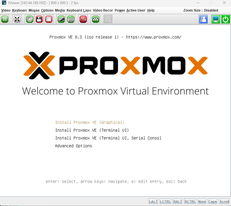 Proxmox VE 8.3 ISO initial boot screen