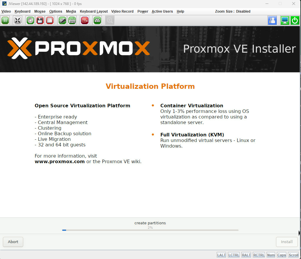 PVE Installation in progress