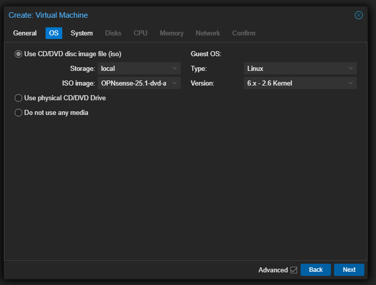 Create Virtual Machine: OS