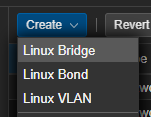 PVE Manager Create Linux Bridge Button