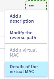 OVH Manager: Click to view Virtual MAC Details