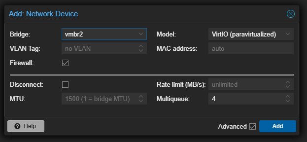 PVE Add Hardware - Network Device - Wizard