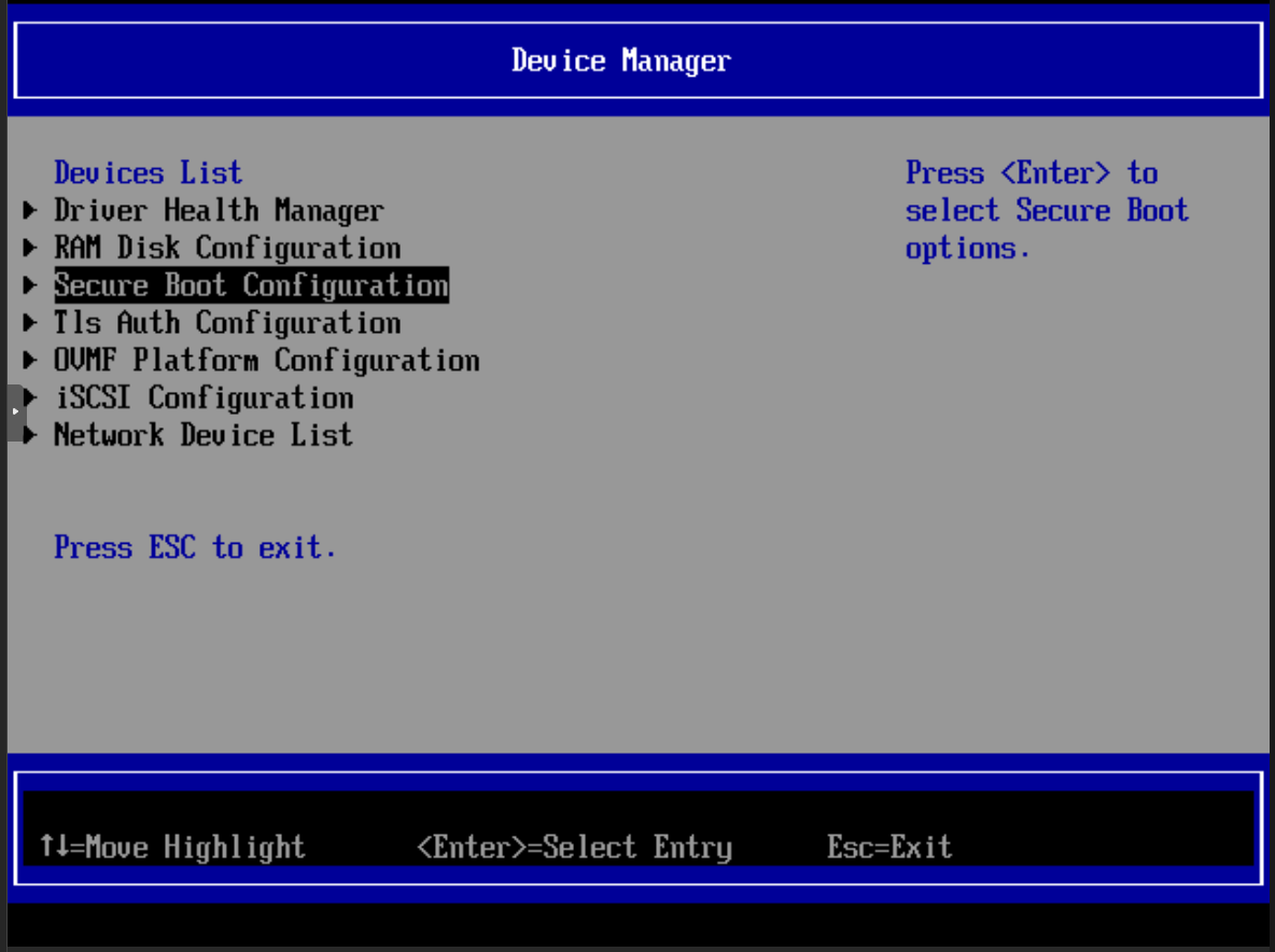 PVE UEFI Device Manager