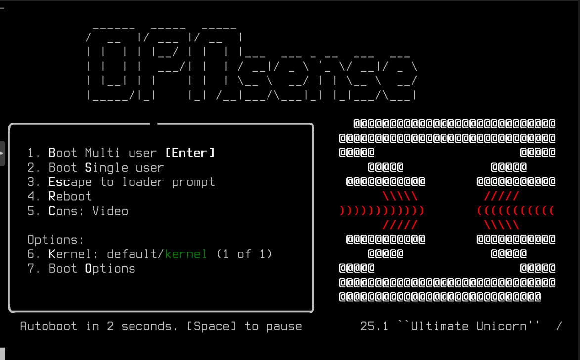 OPNsense ISO boot menu