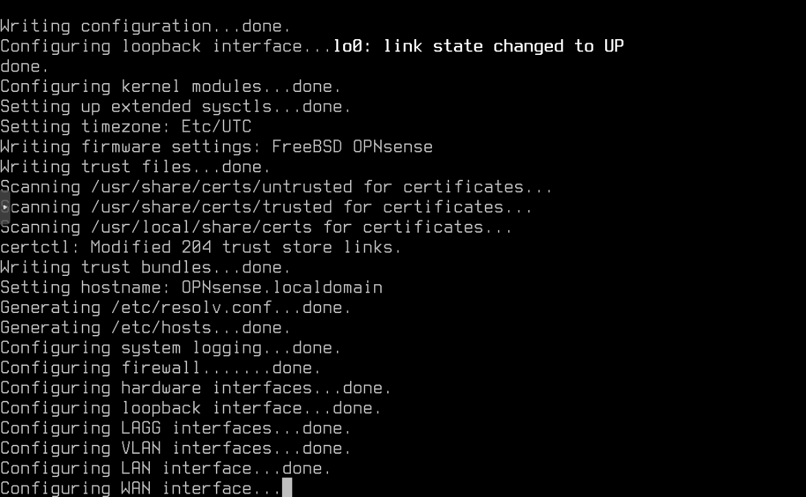OPNsense ISO boot progress