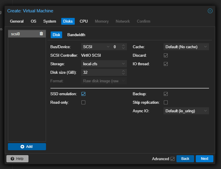 Create Virtual Machine: Disks