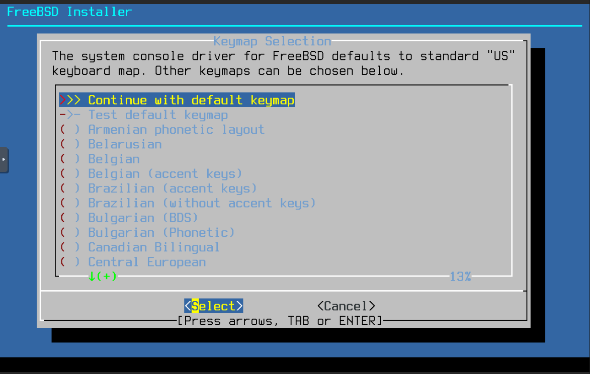 FreeBSD Keymap Selection