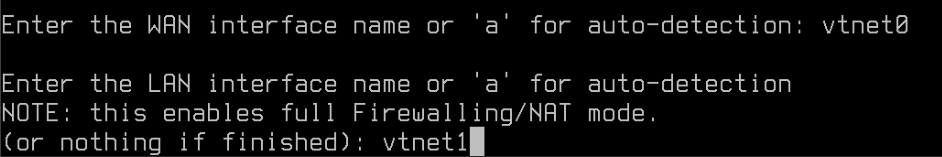 OPNsense Console: LAN interface name entry