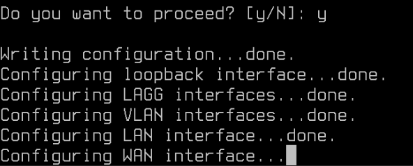 OPNsense Console: configuration in process...