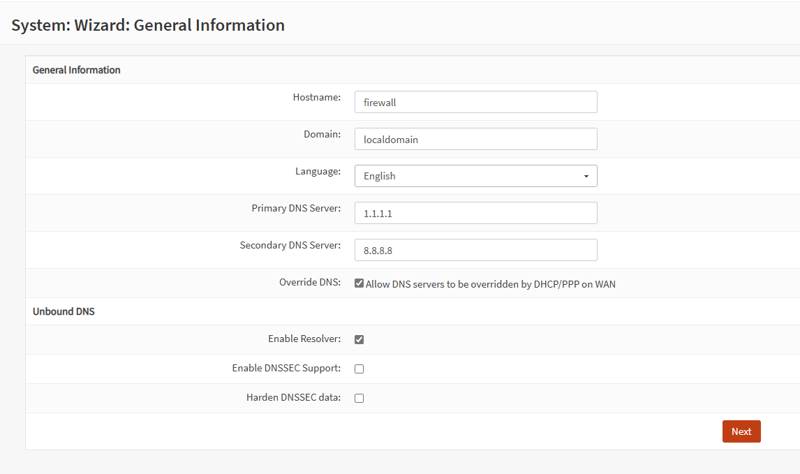 System Wizard: General Information