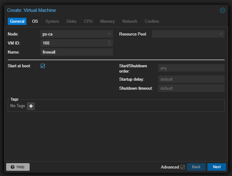 Create Virtual Machine: General